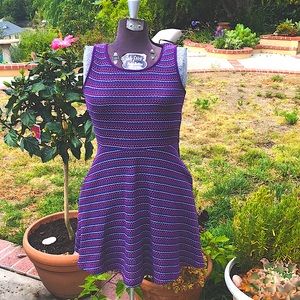 Mia Chica dress w/pockets cute purple,blue knit fit n flare dress sz 4